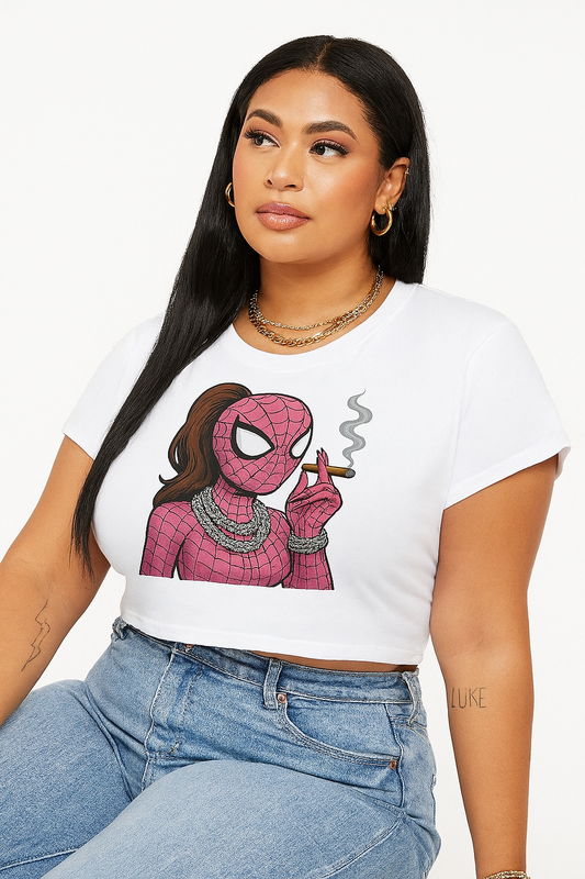 Pink Masked Baddie Crop Top