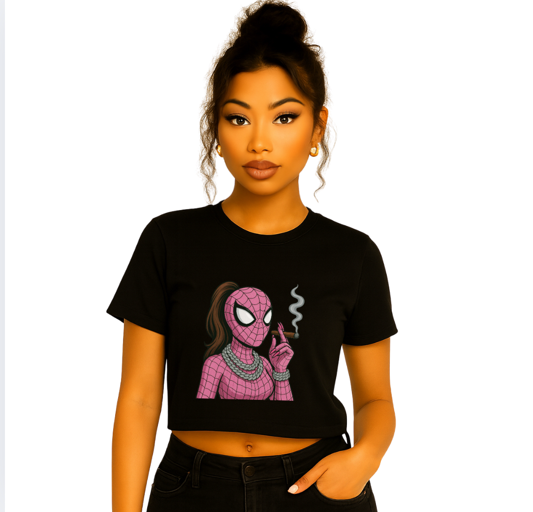Pink Masked Baddie Crop Top